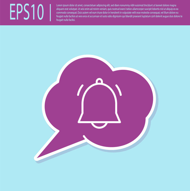 Burbuja de voz púrpura retro con el icono de notificación de chat aislado en fondo turquesa. Nuevo mensaje, diálogo, chat, notificación de redes sociales. Ilustración vectorial
 - Vector, Imagen