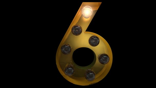 Animated Gold  light bulb letters with 4 different blinking animations that can be looped and a separate alpha channel  6 - Footage, Video