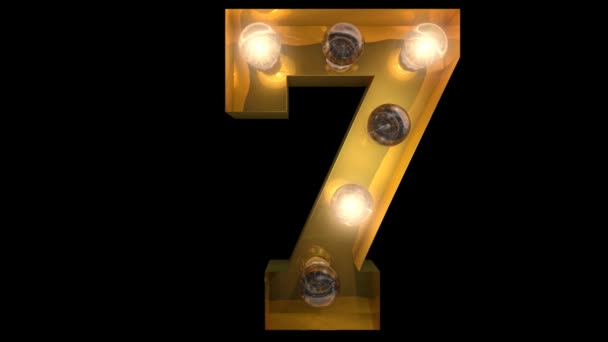 Animated Gold  light bulb letters with 4 different blinking animations that can be looped and a separate alpha channel  7 - Video, Çekim