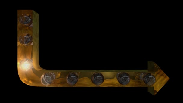 Animovaný Zlatá žárovka šipka se 4 různými blikajícími animacemi, které lze smyčku a samostatný alfa kanál   - Záběry, video