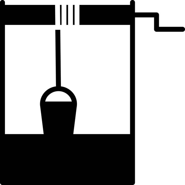 Black Well avec un seau et l'icône de l'eau potable isolé sur fond blanc. Illustration vectorielle
 - Vecteur, image