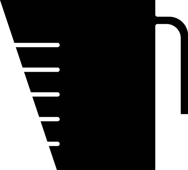 Черный Измерение чашки для измерения сухой и жидкой пищей значок изолирован на белом фоне. Пластиковый маячок с ручкой. Векторная миграция
 - Вектор,изображение