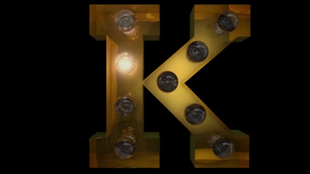 Animované Zlaté žárovky písmena se 4 různými blikajícími animacemi, které mohou být smyčky a samostatný alfa kanál K - Záběry, video