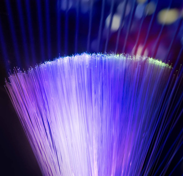 Kabel optického kabelu se světly abstraktní pozadí - Fotografie, Obrázek