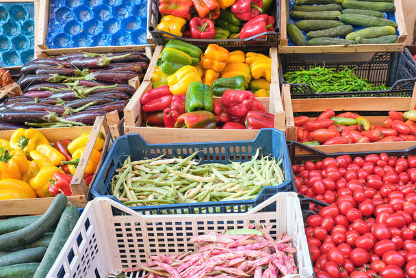 Fresh vegetables for sale at a market in Naples, Italy - Photo, Image