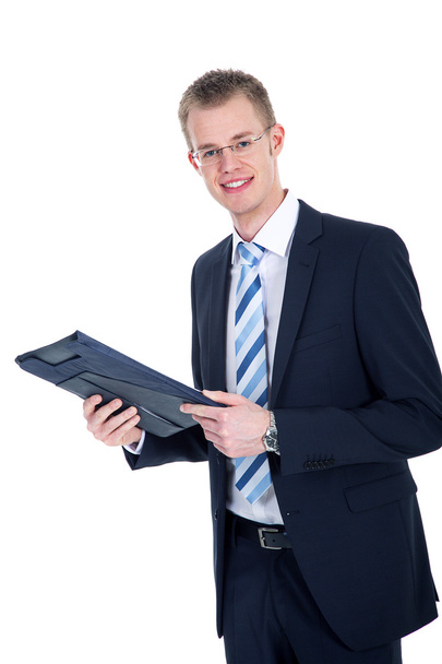 Young businessman with folder - Фото, изображение