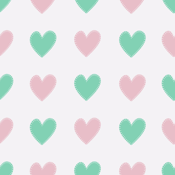 Seamless pattern with pink and blue hearts. Vector illustration. - Vector, imagen