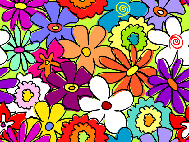 Seamless busy flower pattern 2 - Vetor, Imagem