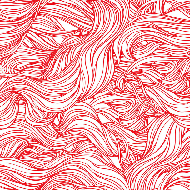 Natural texture. Decorative hand drawn doodle ornamental curly seamless pattern. Vector endless background. Stormy sea line art drawing. - Vector, Image