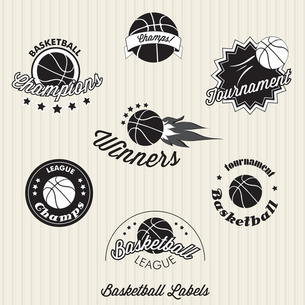 Etiquetas de baloncesto, insignias
 - Vector, Imagen
