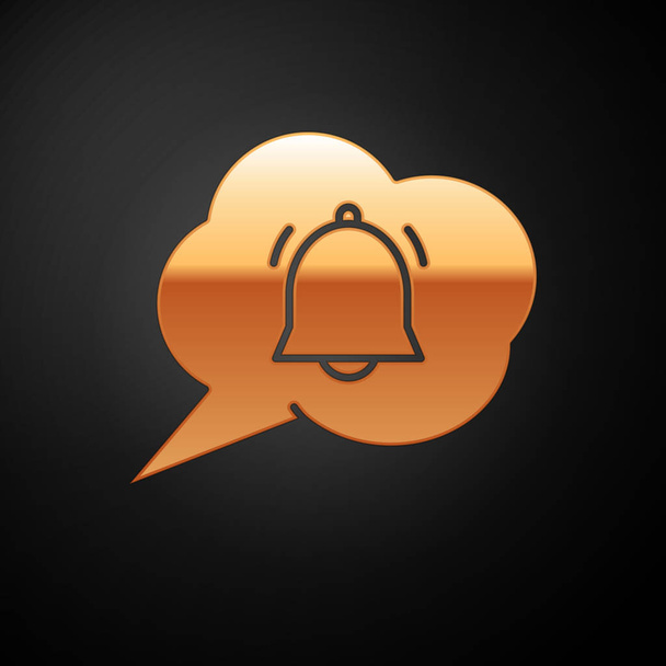 Gold Speech bolla con l'icona di notifica chat isolato su sfondo nero. Nuovo messaggio, dialogo, chat, notifica sui social network. Illustrazione vettoriale
 - Vettoriali, immagini