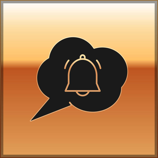 Black Speech bubble with chat notification icon isolated on gold background. New message, dialog, chat, social network notification. Vector Illustration - Vector, Image