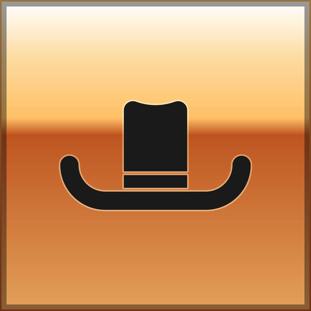 Black Man kapelusz z ikoną wstążki izolowane na złotym tle. Ilustracja wektora - Wektor, obraz