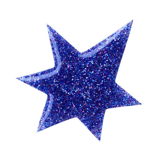 Blot of dark blue nail polish shaped star isolated on white - Foto, afbeelding