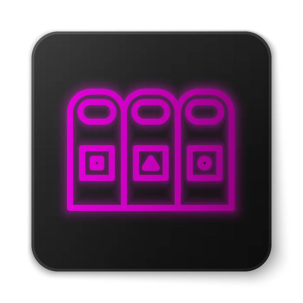 Linea neon incandescente Cestino in bidoni della spazzatura con icona spazzatura ordinata isolata su sfondo bianco. Cestino icona. Pulsante quadrato nero. Illustrazione vettoriale
 - Vettoriali, immagini