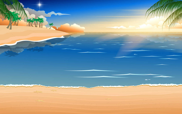  пейзаж пляжа утром
 - Вектор,изображение