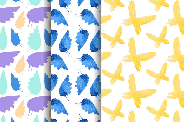 Collection of pattern in blue, pink and yellow colors. - Vector, imagen