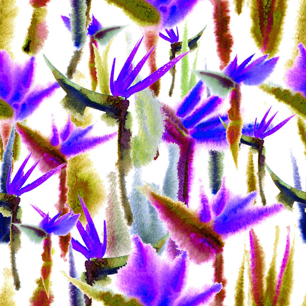 tropical jungle exotic floral print bright vivid seamless pattern endless repeat vibrant - Valokuva, kuva