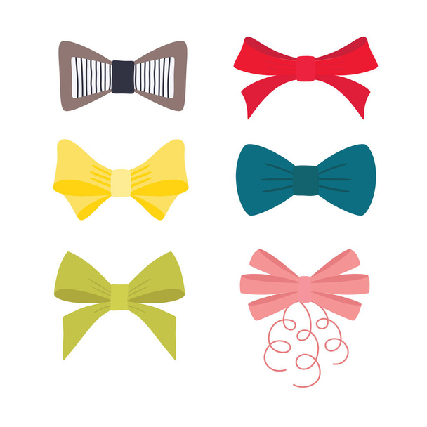 Multicolor image of different bow collection. Vector illustration. - Vector, Image