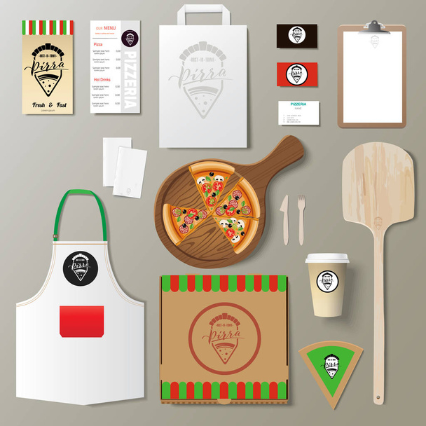 Vector pizzeria corporate branding identity template design set. - Vector, afbeelding