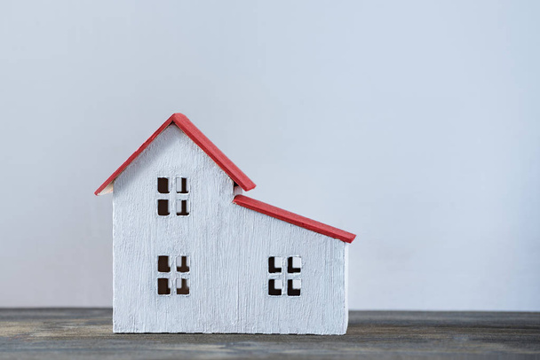 House model on white background. Buying house, rent concept. Front view closeup - Fotó, kép