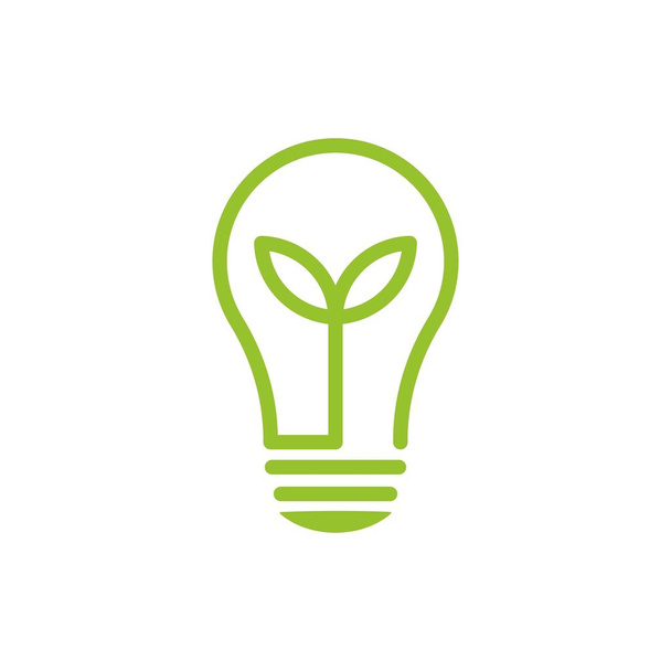 Lâmpada de lâmpada ecológica com logotipo da folha. Símbolo da lâmpada de poupança de energia, ícone. Eco amigável, Eco mundo, folha verde, símbolo de lâmpada de poupança de energia. - Vetor, Imagem