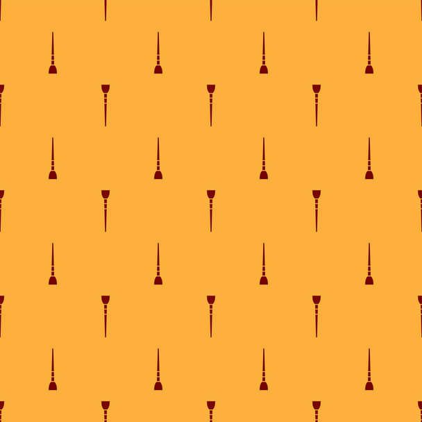 rotes Makeup-Pinsel-Symbol isoliert nahtlose Muster auf braunem Hintergrund. Vektorillustration - Vektor, Bild