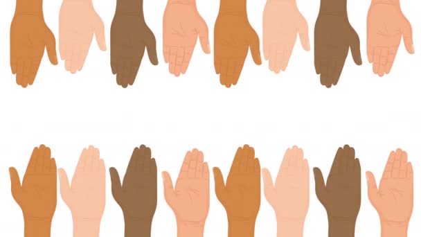 Menschenrechtsanimation mit Diversity-Händen - Filmmaterial, Video