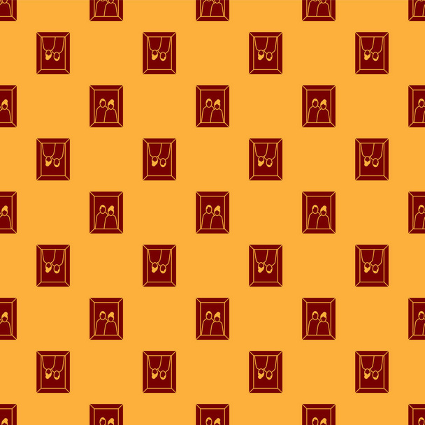 Κόκκινο πλαίσιο εικόνας στο εικονίδιο πίνακα απομονωμένη αδιάλειπτη μοτίβο σε καφέ φόντο. Σύμβολο του Αγίου Βαλεντίνου. Εικονογράφηση διανύσματος - Διάνυσμα, εικόνα