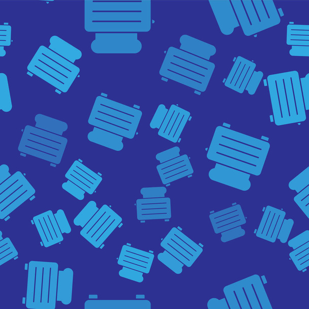 blauer Toaster mit Toastsymbol isoliert nahtloses Muster auf blauem Hintergrund. Vektorillustration - Vektor, Bild