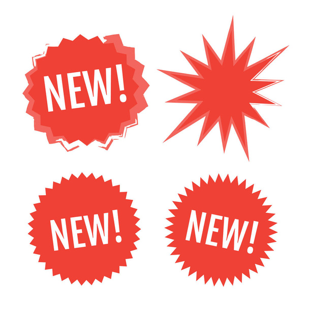 New stamp set. New sale icon. New red labels. - Vector, Image