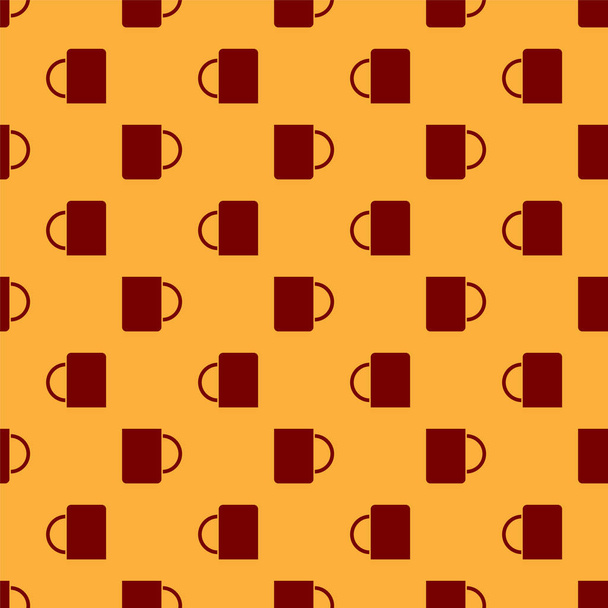 Red Coffee cup icon isolated seamless pattern on brown background. Tea cup. Hot drink coffee. Vector Illustration - Vector, Image