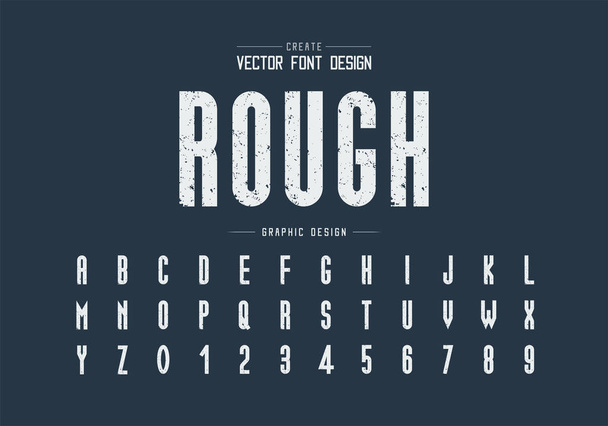 Texture font and alphabet vector, Rough tall typeface letter and number design, Graphic text on background - Vector, Image