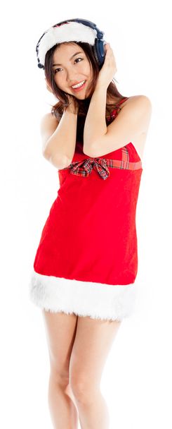 Seksowny azjatycki Mikołaj ze słuchawkami - Zdjęcie, obraz