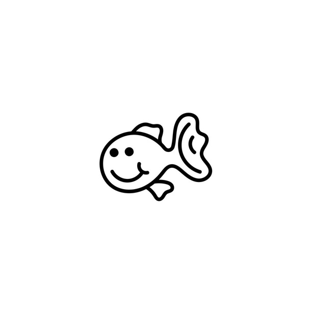 Vector cute fish. Nautical theme. Isolated on a white background. Hand-drawn doodles, contour illustration. Element for coloring books, posters, printing t-shirts, logos, stickers, etc - Vector, Image