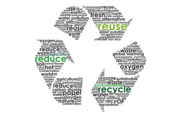 Σύμβολο ανακύκλωσης με κείμενο γραφικά και ρύθμιση λέξη σύννεφα εικονογράφηση έννοια - Φωτογραφία, εικόνα