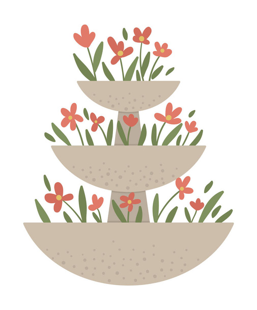 Vector illustration of stepped flower bed. Garden decorative sto - Vector, Image