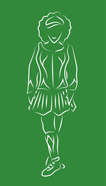 アイルランドのダンサーと聖パトリックの日のためのラインアート - ベクター画像