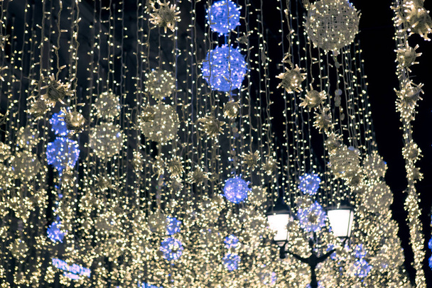 Luminous Christmas night street decoration  - Φωτογραφία, εικόνα