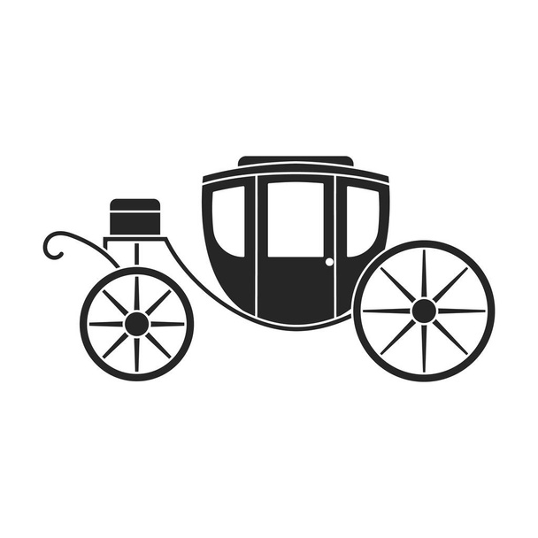 Vintage-Kutsche Vektor icon.black, einfaches Vektor-Symbol Oldtimer-Kutsche isoliert auf weißem Hintergrund . - Vektor, Bild