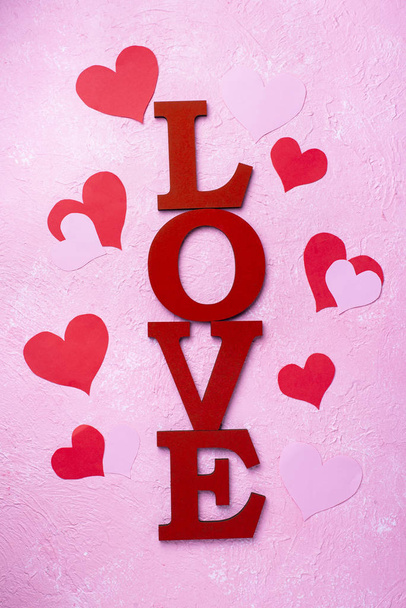Valentines Day background with letters LOVE - Fotoğraf, Görsel