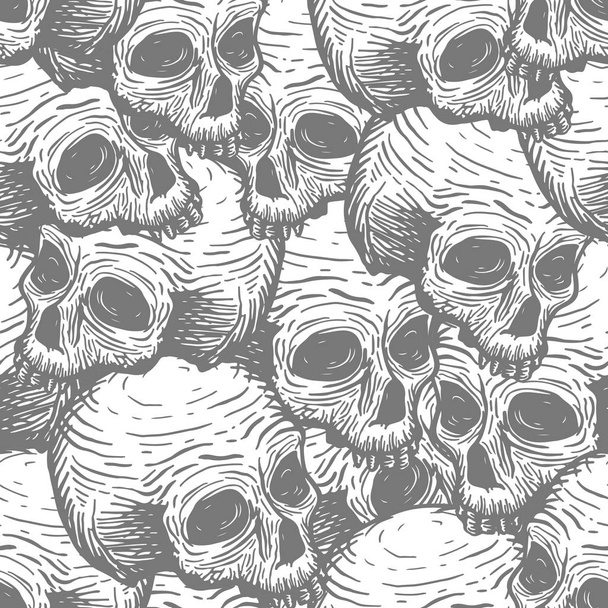 Seamless pattern with skulls. Vector hand drawing illustration - Vector, Image