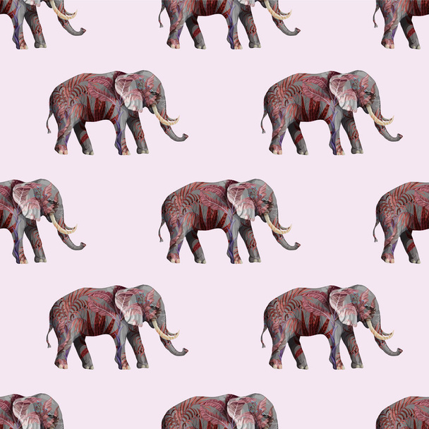 Seamless pattern with elephants. Vector. - Вектор,изображение