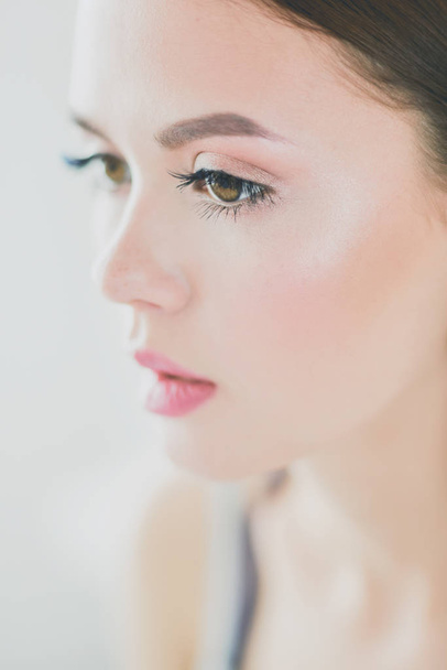 Beauty portrait of female face with natural skin - Valokuva, kuva