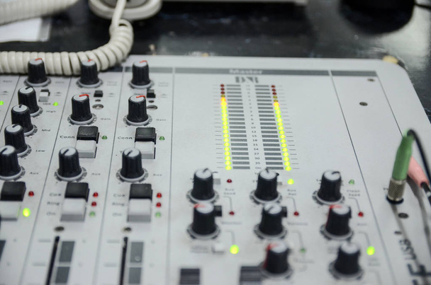 Radio station. Professional multitrack mixing console in the control room.  - Photo, Image