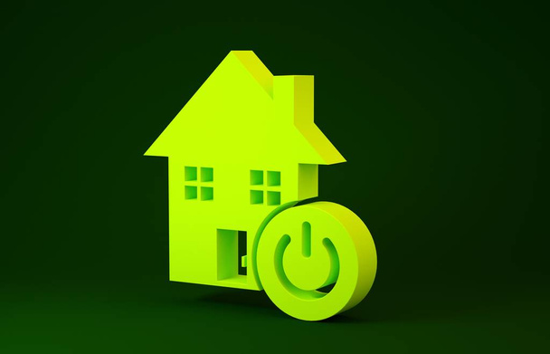 Yellow Smart home icon isolated on green background. Remote control. Minimalism concept. 3d illustration 3D render - Foto, Bild