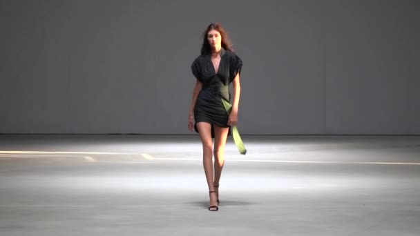 Woman model on the catwalk at fashion show - Materiaali, video