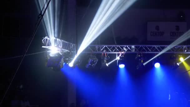 Concert Lights. Lighting Effects on a Concert Stage at the Circus Arena at Night. - Video, Çekim