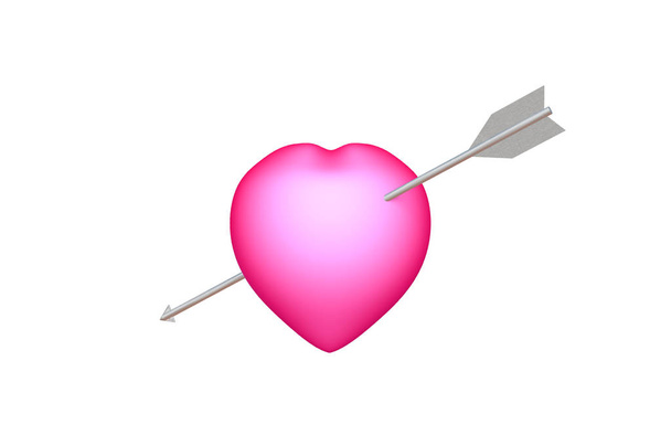 Corazón con icono de flecha. Día de San Valentín 3D RENDER
 - Foto, imagen