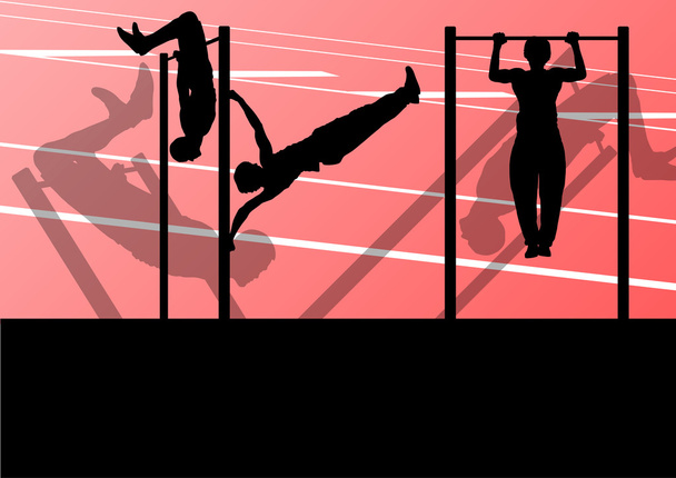 aktivní a silné schopnosti člověka dělá push up sportovní silueta - Vektor, obrázek